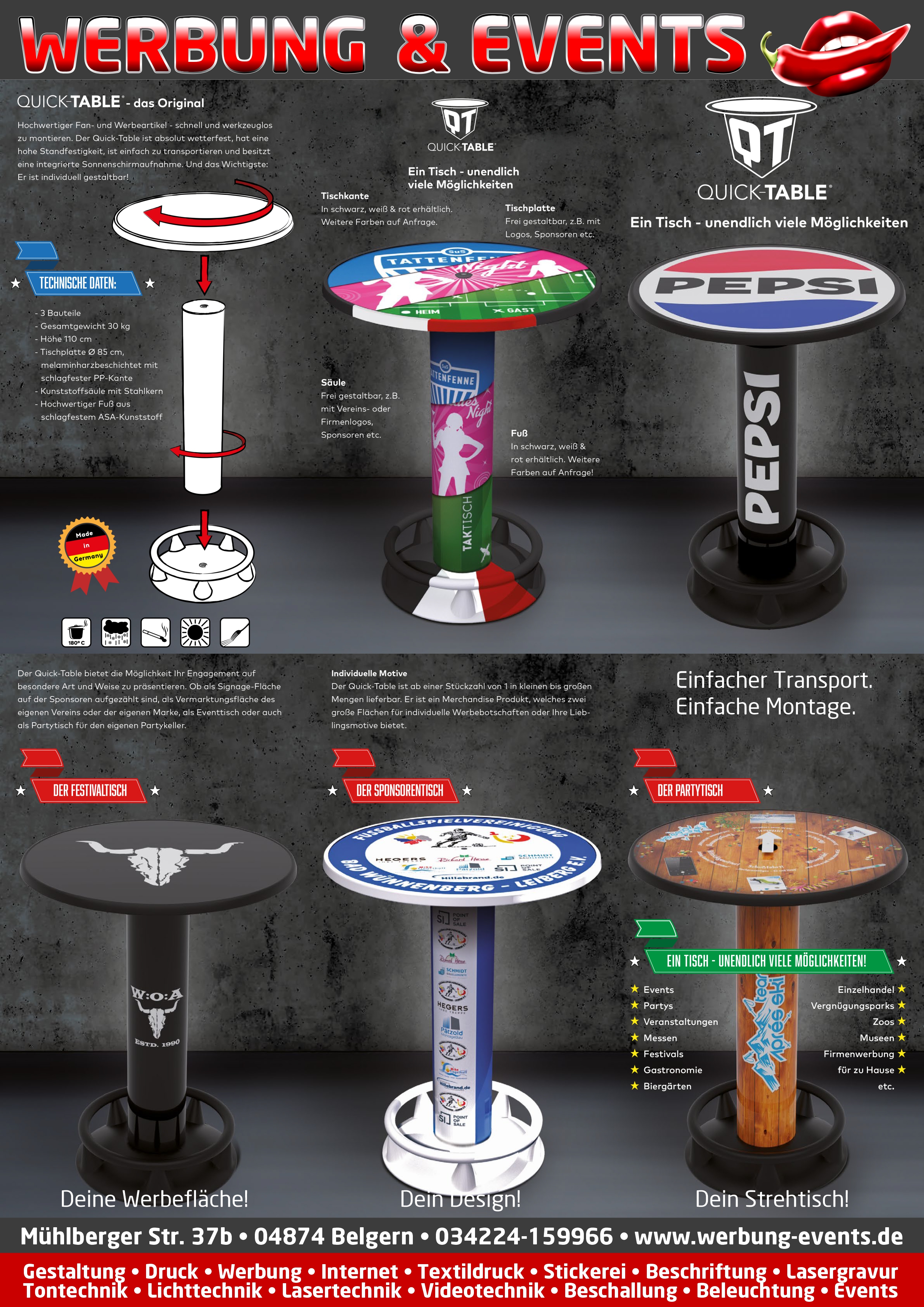QuickTable Stehtische — individuell bedruckt für Ihren Auftritt