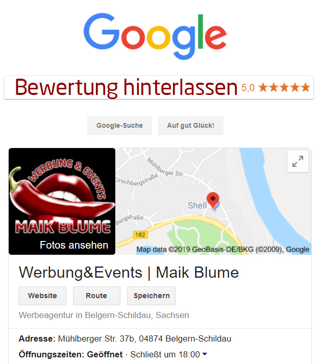 Bewerten Sie uns bei Google